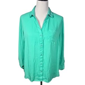 The Limited Ashton XL Green Button Down Blouse